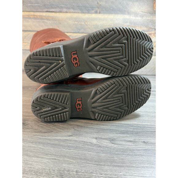 UGG Evanna Stout Tall Riding Boot Size 7.5 Zip Sherpa Fleece Lined Waterproof - Picture 14 of 16